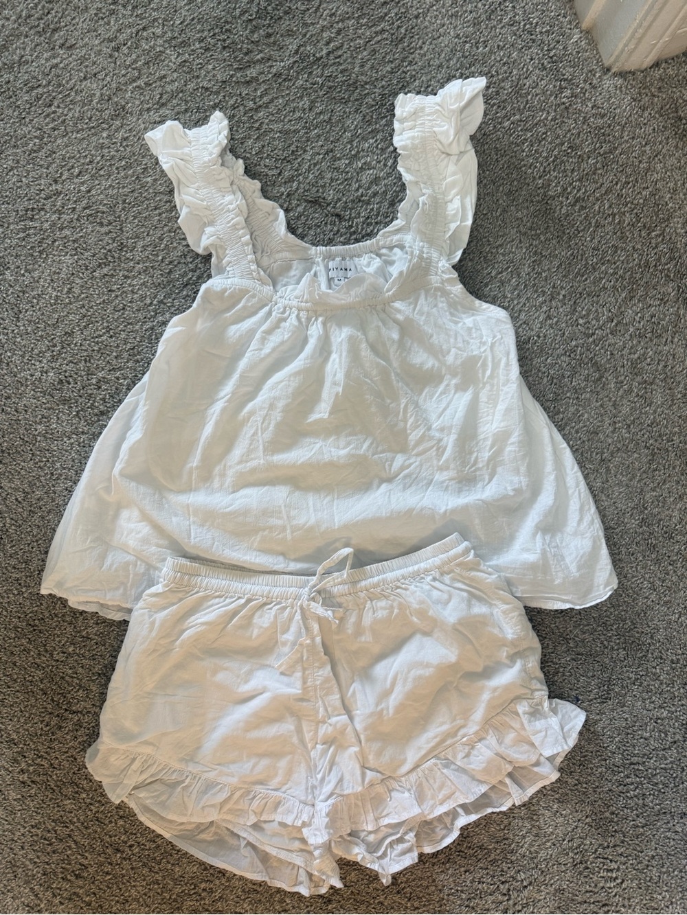Piyama Nicolette Sleep Set - White Washed Cotton - Size Medium - Picture 4 of 4